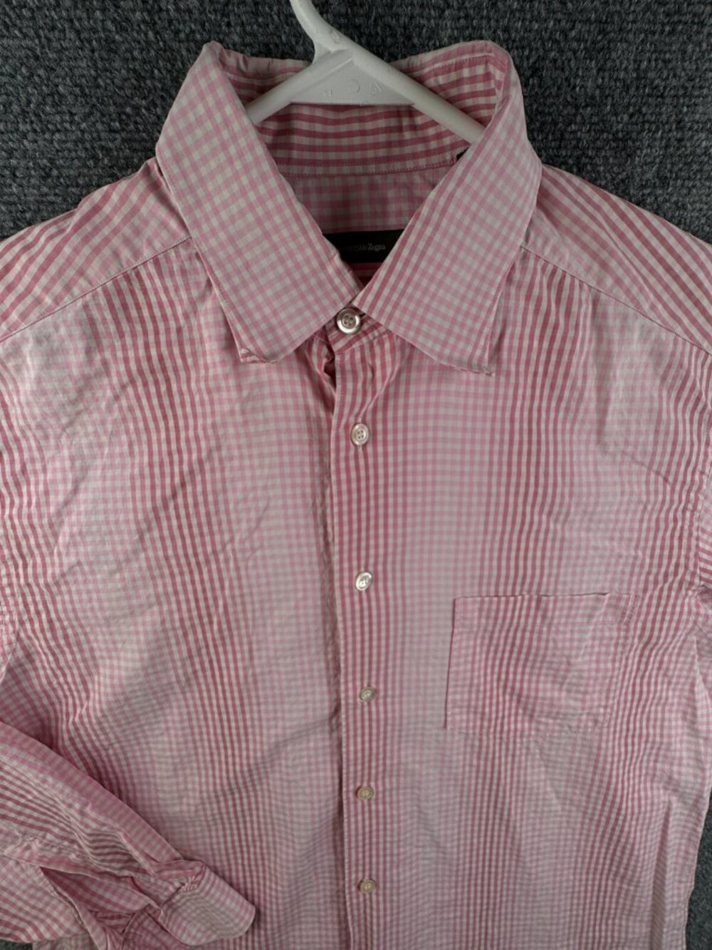 Ermenegildo Zegna Long Sleeve Button Up Shirt Men Pink Check Large Italy Made